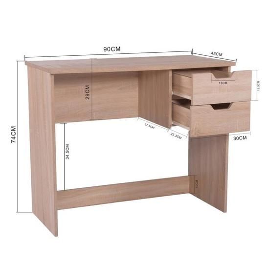 Ogo Bureau Avec Rangement Avec Tiroir Decor Chene L 90 Cm Ahla Decor Meuble Decoration